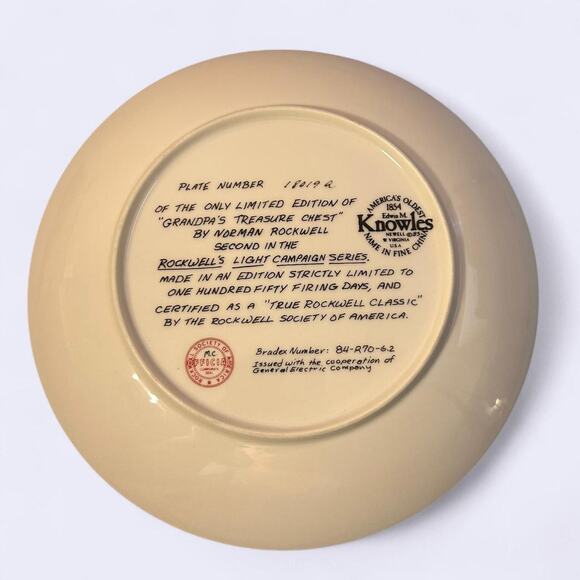 VTG Norman Rockwell Plate Grandpa's Treasure Chest Plate 180192 General Electric - Picture 3 of 4